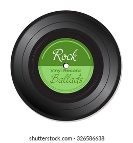 Isolated vinyl record with the text rock ballads written on the record