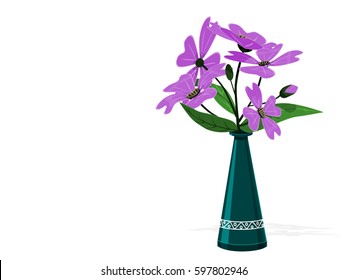 Isolated violet flower in the vase
