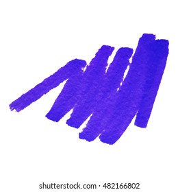 Isolated violet marker pen stroke scribbles, on white background. Grunge elements for your design