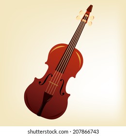 an isolated violin in a light yellow background