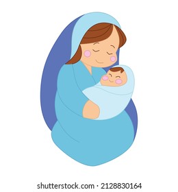 Isolated virgin mary Baby Jesus Nativity character Christmas season Vector