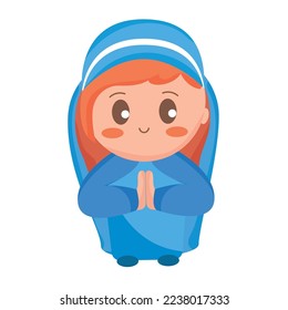 Isolated virgin mary Nativity character Christmas season Vector