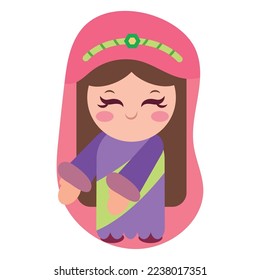 Isolated virgin mary Nativity character Christmas season Vector