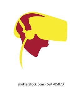 Isolated virtual reality glasses and a head, Vector illustration