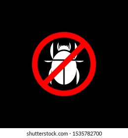Isolated virus warning icon on black background
