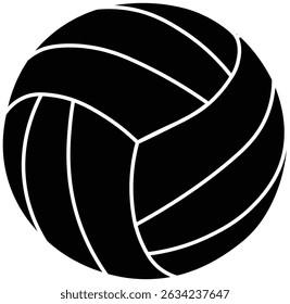Isolated Volleyball ball black and white silhouette vector illustration. 