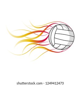 Isolated volleyball ball with a fire effect. Vector illustration design