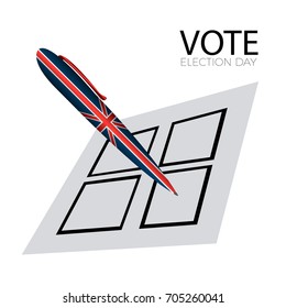 Isolated voting card with a pen on a white background, vector illustration
