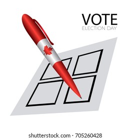 Isolated voting card with a pen on a white background, vector illustration