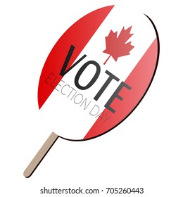Isolated voting paddle with a flag of Canada, vector illustration