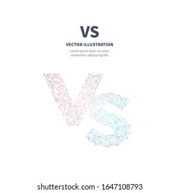 Isolated VS on white background. Versus sign in low poly style. Polygonal wireframe vector illustration with polygons, particles, lines and connected dots. Abstract digital competition banner template