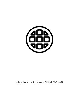 Isolated Waffle Icon Vector Outline Black Color.