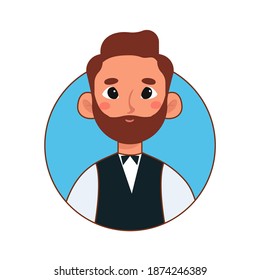 Isolated wairtress man professions jobs icon logo - Vector