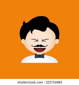 Isolated with waiter clothes and a facial expression