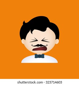 Isolated with waiter clothes and a facial expression