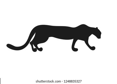 Isolated walking black hand drawn stylized panther. Vector illustration