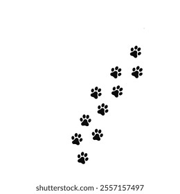 Isolated walking, paw prints in black vector illustration