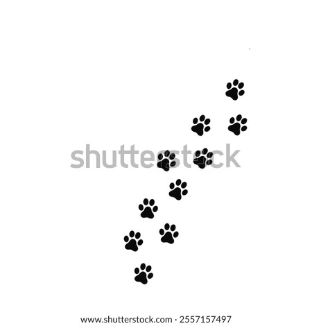 Isolated walking, paw prints in black vector illustration