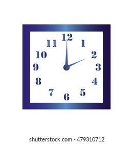 Isolated wall square clock. Vector illustration on white background. Two hours. Two o'clock. 2 o'clock.
