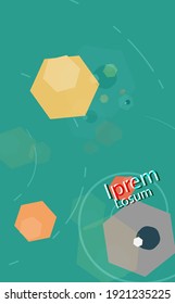 isolated warm hexagon colorful shape vector on green backdrop , beautiful hexagon object and amazing line illustration background for everything design