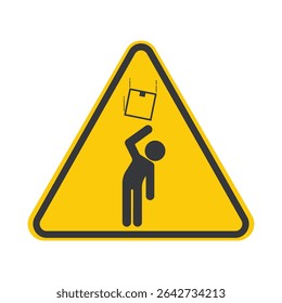 Isolated warning sign of falling cardboard boxes, reminding workers to stay alert and follow warehouse safety instructions and precautions