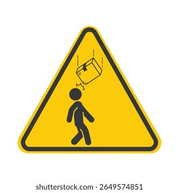 Isolated warning sign of falling cardboard boxes, reminding workers to stay alert and follow warehouse safety instructions and precautions