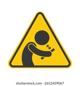 Isolated warning sign not to use phone too close to face, promoting safe distance to prevent eye strain and radiation exposure.