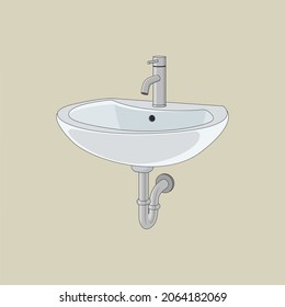 Isolated washbowl cartoon vector graphics