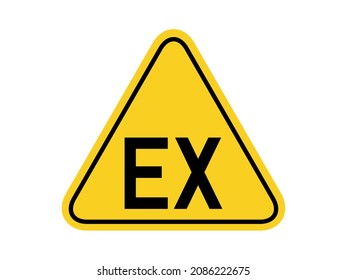 isolated watch explosive risk area zone, common hazardous symbols on yellow round triangle board warning sign for icon, label, logo or package industry etc. flat style vector design.