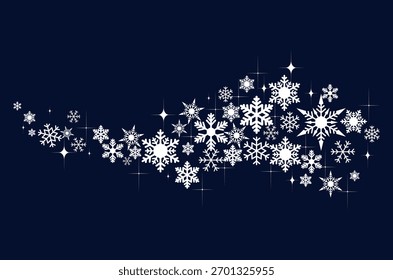 Isolated wate pattern white snowflakes abstract background. Christmas backdrop with copy space.