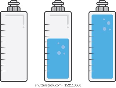 Isolated water bottles filled and empty 
