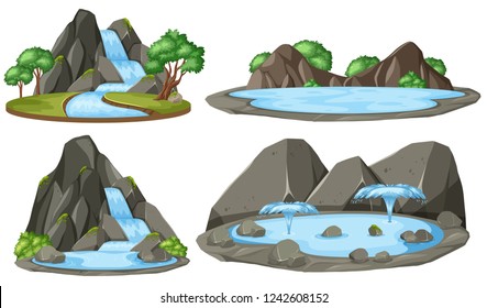 Isolated water pond on white background illustration