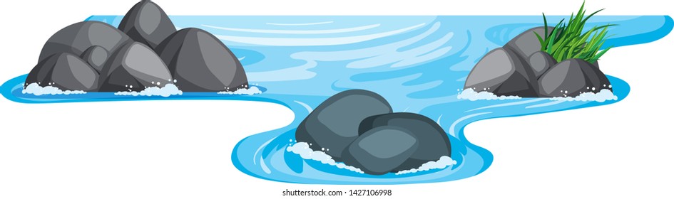 An isolated water stream illustration