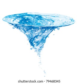 isolated water vortex on white background, whirlpool, vector realistic illustration
