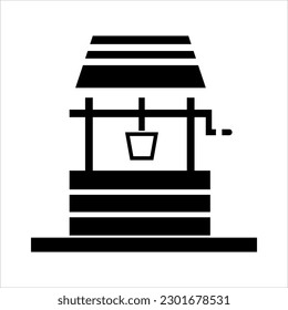 Isolated water well icon. Farm equipment. Editable color. EPS vector file