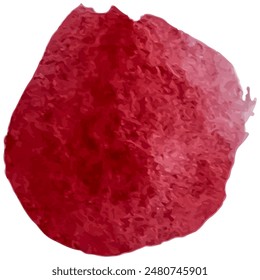 Isolated watercolor circle vector stain in red. Hand-drawn with aquarelle effect