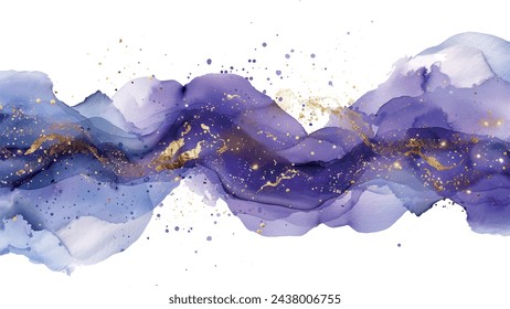  isolated watercolor hand painted background violet gold