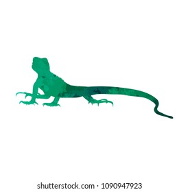  isolated watercolor silhouette of iguana