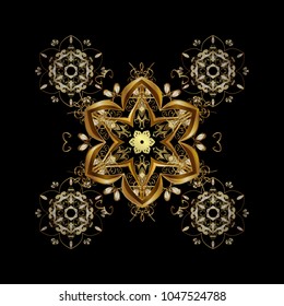 Isolated watercolor snowflakes on black, brown and beige colors. Symbol of winter. Beautiful decoration. Vector illustration with black, brown and beige isolated snowflakes.