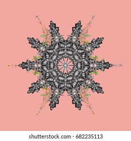 Isolated watercolor snowflakes on colorful background. Vector illustration with isolated snowflakes. Symbol of winter. Beautiful decoration.