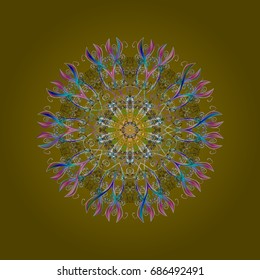 Isolated watercolor snowflakes on colorful background. Symbol of winter. Snowflake winter. Vector illustration.