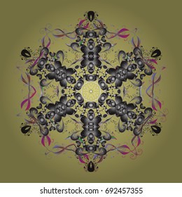 Isolated watercolor snowflakes on colorful background. Beautiful decoration. Vector illustration with isolated snowflake. Symbol of winter.
