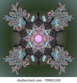 Isolated watercolor snowflakes on colorful background. Snowflake winter. Vector illustration. Symbol of winter.