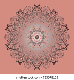 Isolated watercolor snowflakes on pink, gray and neutral colors. Vector illustration with pink, gray and neutral isolated snowflakes. Symbol of winter. Beautiful decoration.