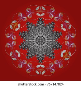 Isolated watercolor snowflakes on red, gray and pink colors. Vector illustration with red, gray and pink isolated snowflakes. Symbol of winter. Beautiful decoration.