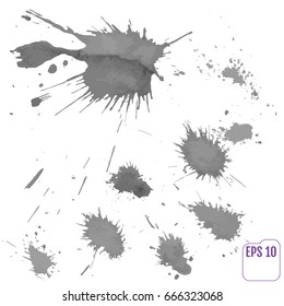 Isolated watercolor splatters set, design element