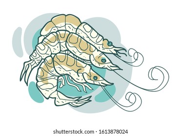 Isolated watercolor vector shrimp on white background cartoon character. Illustration for web site page and mobile app design