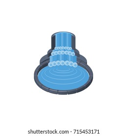 Isolated Waterfall Isometric. Garden Decor Vector Element Can Be Used For Fountain, Waterfall, Park Design Concept.