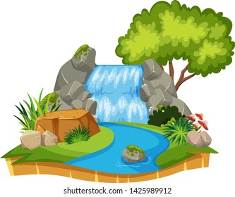 Isolated Waterfall On White Background Illustration Stock Vector ...