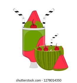 Isolated watermelon cocktail image. Vector illustration design